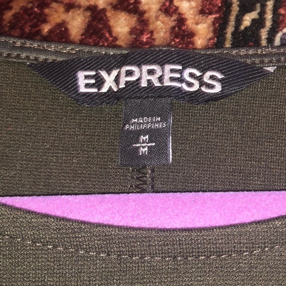 Express Olive Green Zipper Detail Dress (Size: M) - Picture 5 of 8